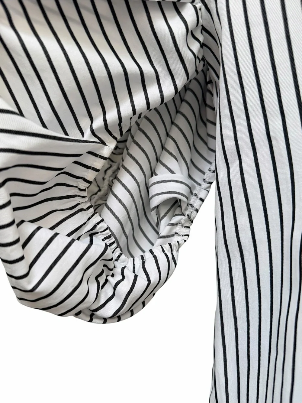 Anthropologie Maeve Black White Striped Puff Sleeve Blouse XXS